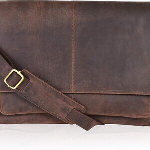 Leather Messenger Bag for Men and Women - Laptop Briefcase Bag For College, Offi